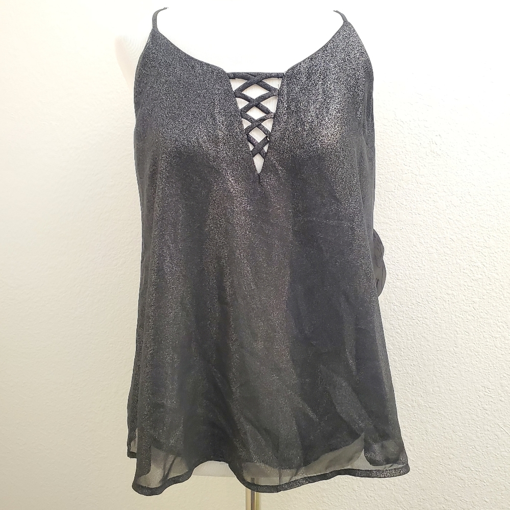 NWT Naif Lace-Up Front Spaghetti Strap Top T79